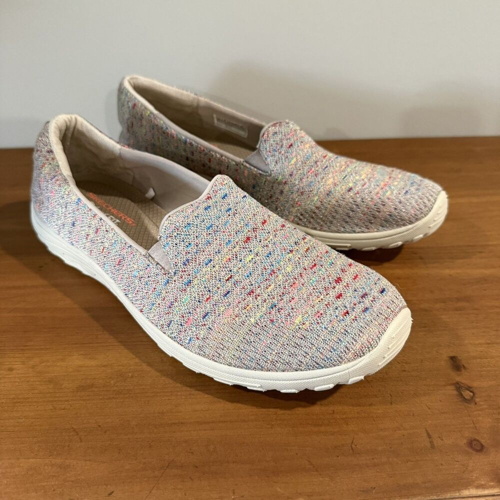 Skechers Reggae Fest Wicker Slip On Shoes Women's 11 Multicolor Knit Comfort